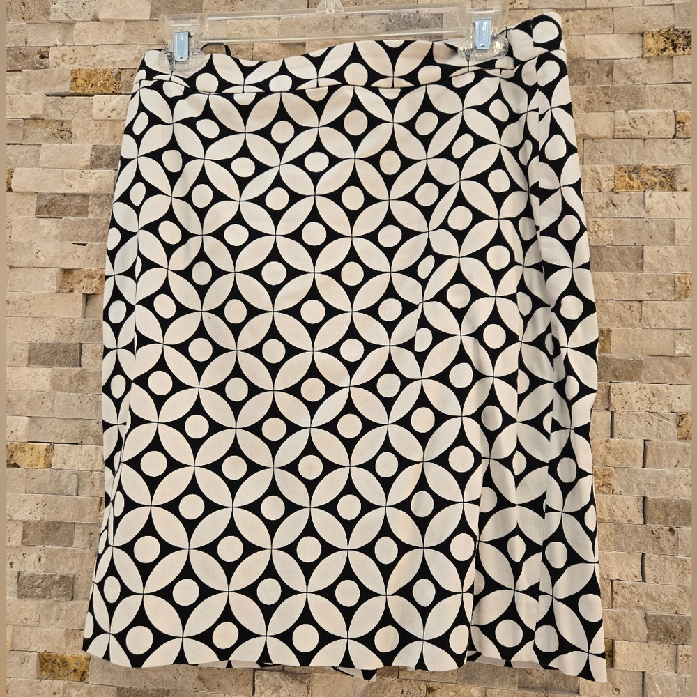 J.Crew The Pencil Skirt Geometric Black & White Print